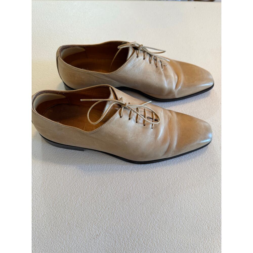 Custom Handcrafted Italian Made Mens Genuine Leather Beige Oxford Sz 40 US (7) - Picture 4 of 6